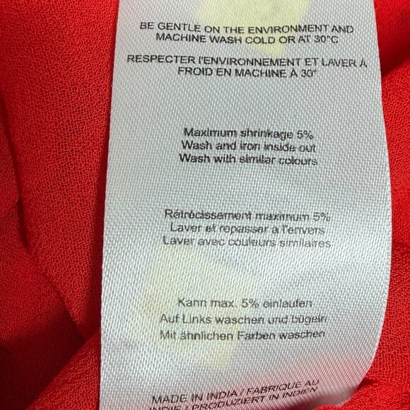 GANNI Womens Sz 38 US 6 Fiery Red Polka Dot Ruffle Tiered Skirt Mullin Georgette - Picture 9 of 9